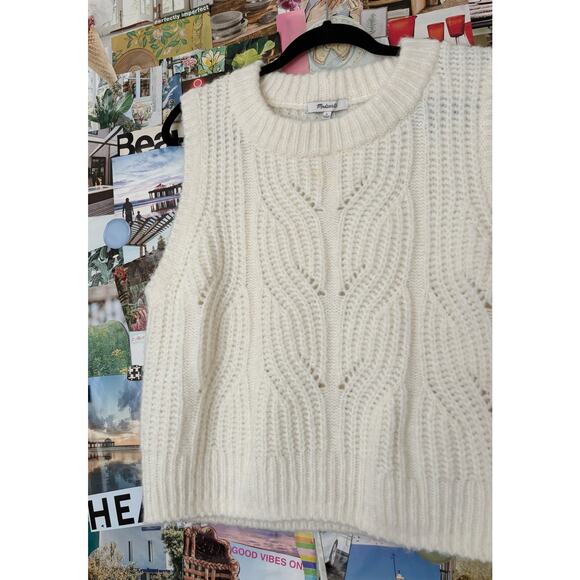 Cream Madewell Pointelle Knowe Sweater Vest L - Picture 5 of 7